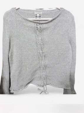 EARTHBOUND Light Gray Crewneck Knit Sweater with Center Stitch